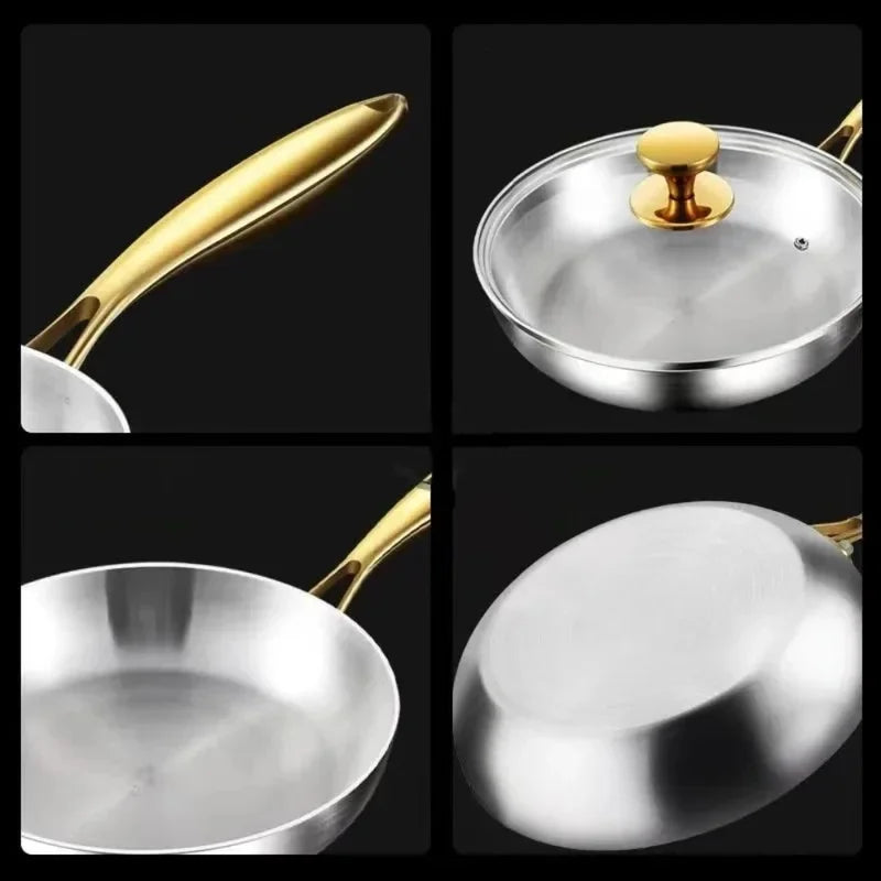 316 Stainless Steel Tri-Ply Honeycomb Wok Pan 28cm Skillet Stainless Steel Wok Axl