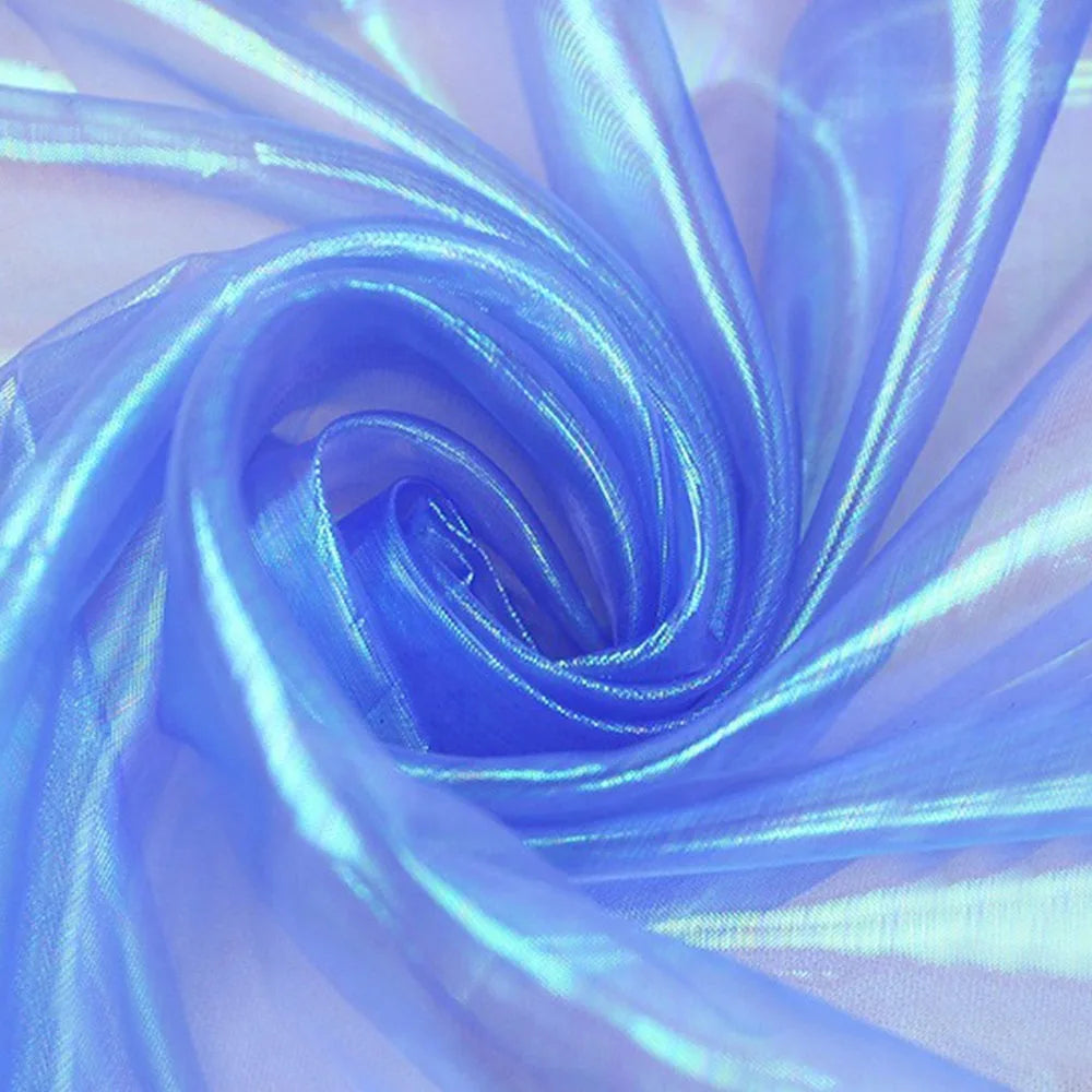Laser Organza Tulle Fabric – Shiny Voile for Wedding & Stage Organza Tulle Fabric Axl Blue L