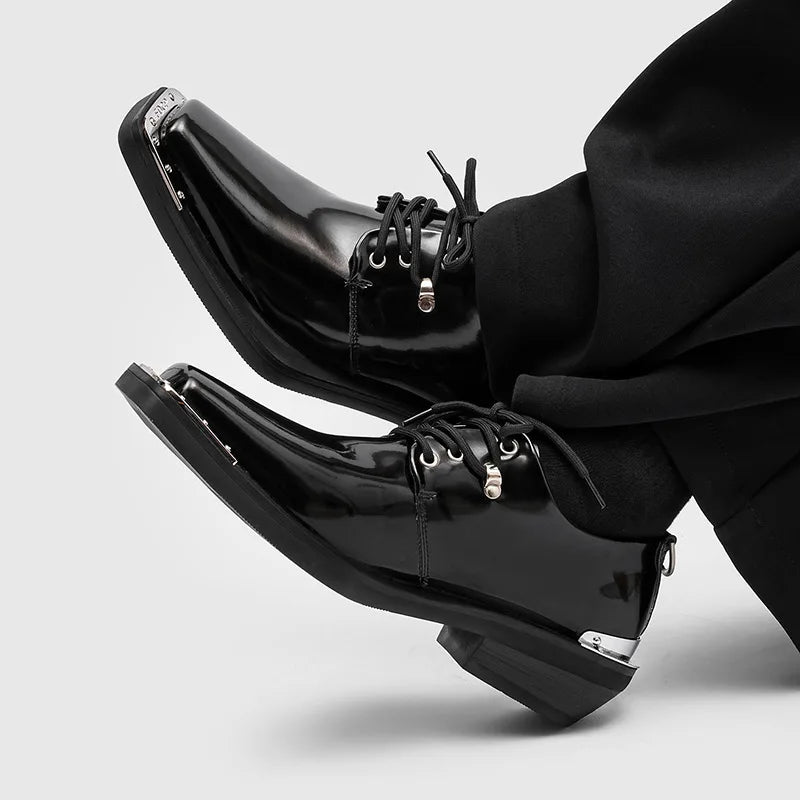 Men's Square Toe Derby Shoes – Thick Sole Split Leather Men's Derby Shoes Axl