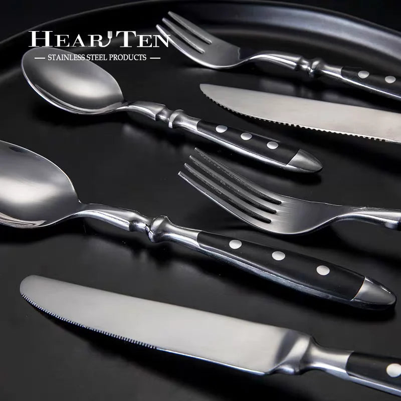 Western Stainless Steel Cutlery Set – Knives, Forks & Spoons Cutlery Flatware Set Axl