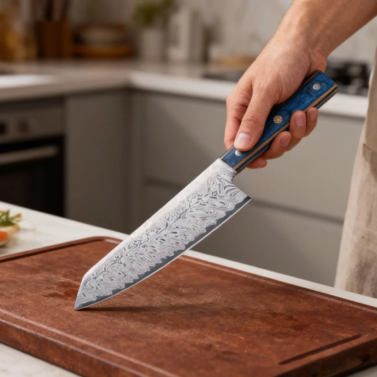 Damascus Steel Chef's Knife – 20cm Japanese-Style Kitchen Cleaver Chef's Kitchen Knife Axl