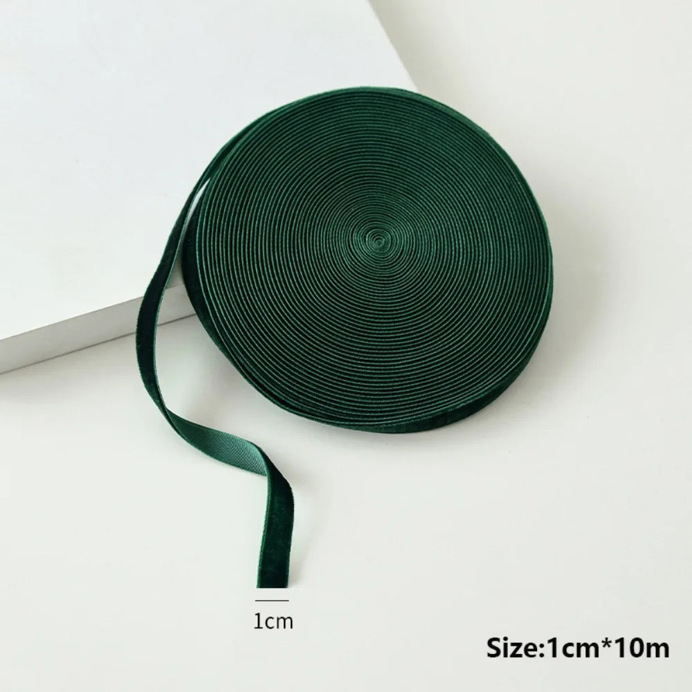 Velvet Christmas Ribbon Single-Sided 1cm x 10m – Gift Wrap Velvet Craft Ribbon Axl Dark Green
