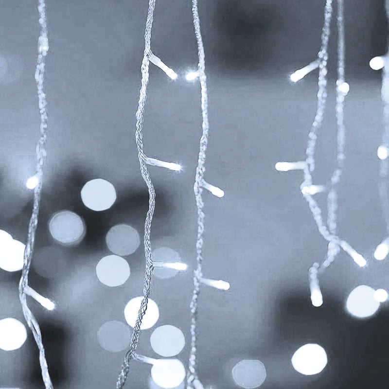 5M LED Icicle Curtain String Lights – 96 LEDs, 8 Modes EU Plug LED String Lights Axl WHITE