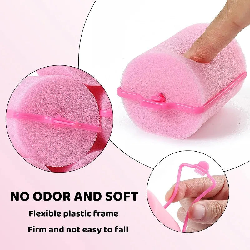 24-Piece Pink Foam Hair Rollers – Heatless DIY Curls & Waves Foam Hair Rollers Axl