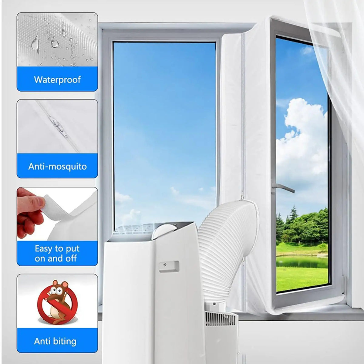 Portable AC Window Seal Kit – No-Drill Soft Cloth Vent Cover AC Window Seal Kit Axl