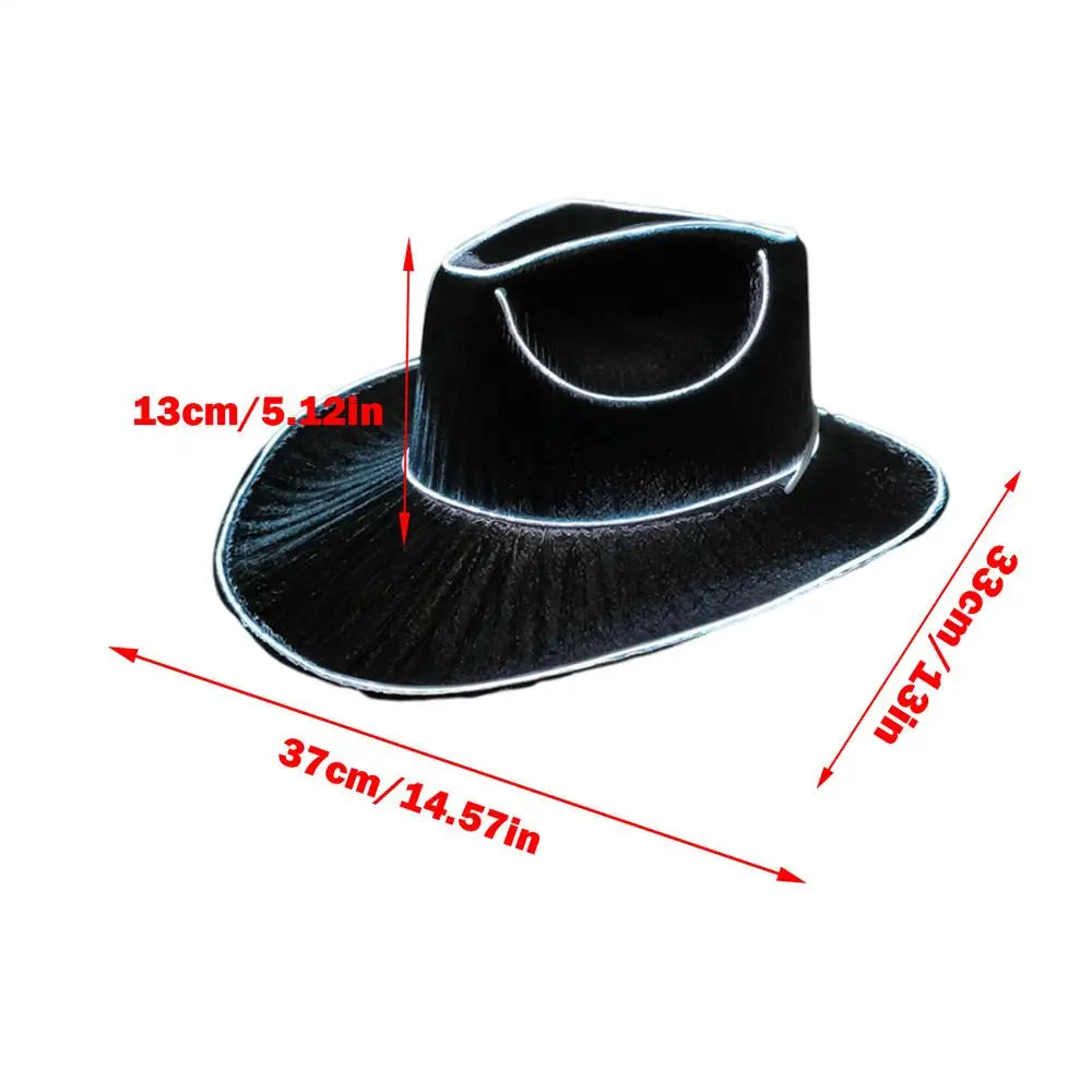 LED Light Up Cowboy Hat – Disco Party Hat for Men & Women LED Party Hat Axl Black