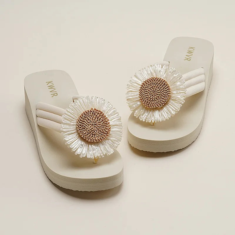 Women's Floral Wedge Platform Slippers – Breathable Beach Slides Wedge Platform Slippers Axl