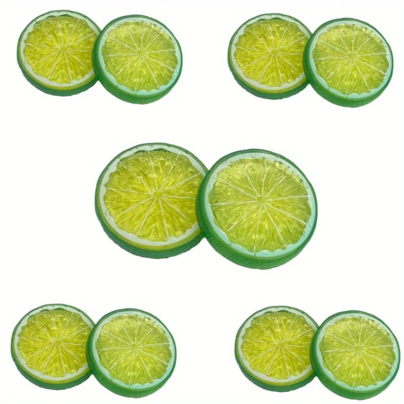 10 Pcs Artificial Lemon Slices – Fake Fruit Décor & Photo Props Artificial Fruit Decor Axl green 10pcs