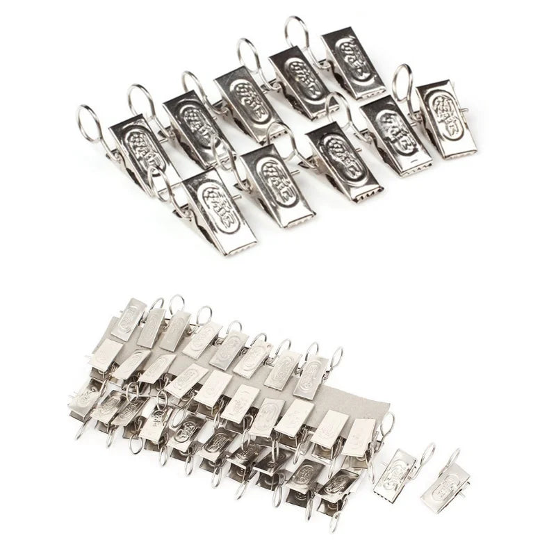 20-Piece Stainless Steel Curtain Rod Clip Rings | Drapery Hooks Curtain Ring Clips Axl