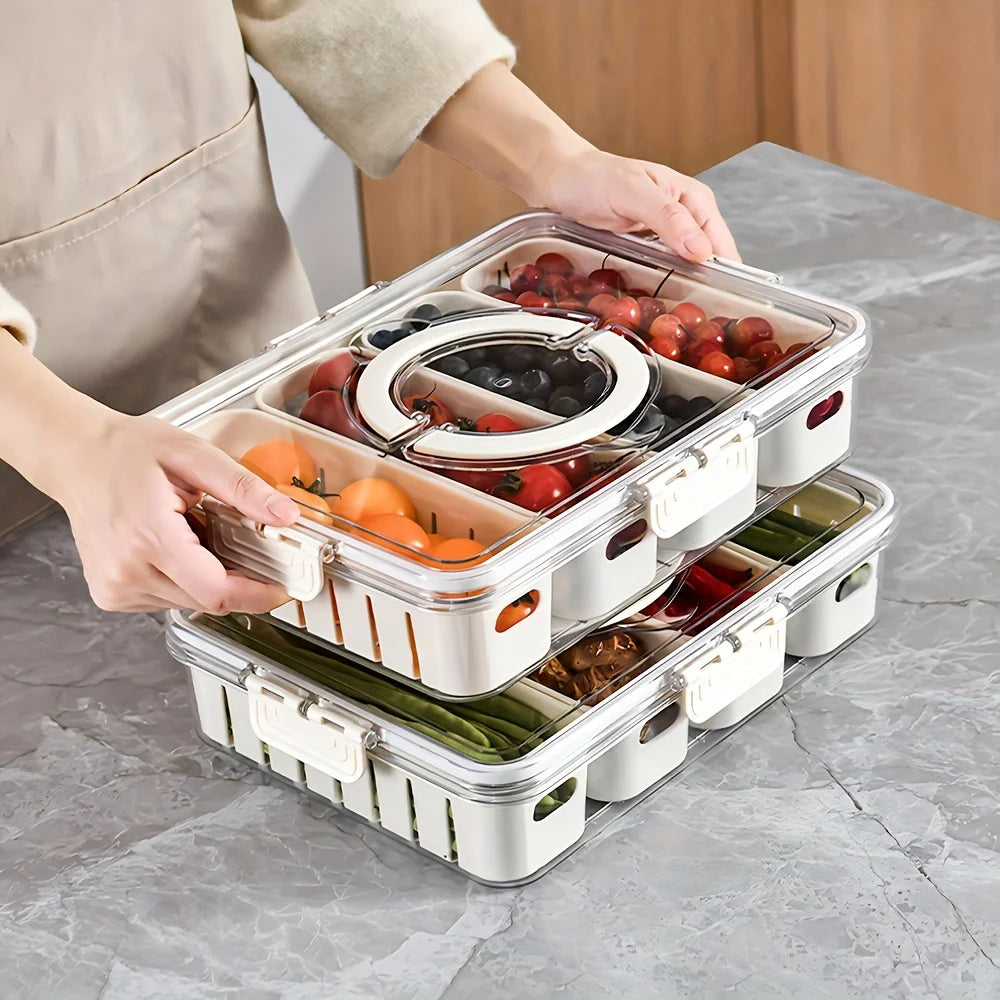 Divided Snack Box with Lid – 4 & 8 Grid Portable Organizer Food Storage Container Axl