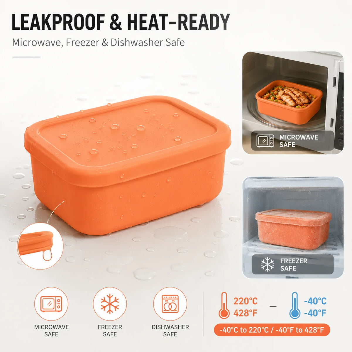 Uwhise 3-Piece Silicone Bento Lunch Box Set | Microwave Safe Silicone Lunch Box Axl