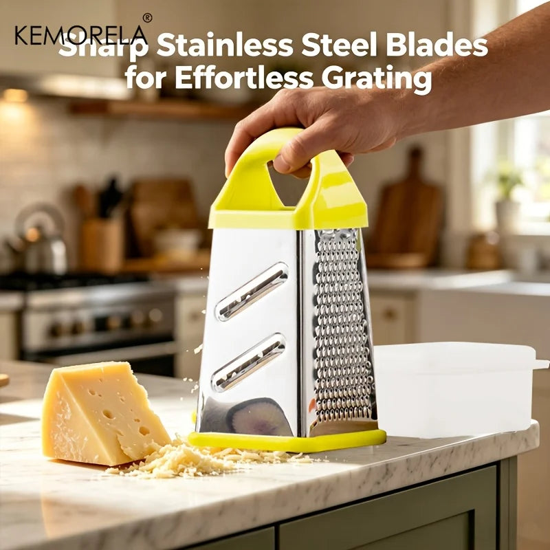 4-Sided Stainless Steel Box Grater – Cheese, Veg & Slicer Box Grater Axl Green