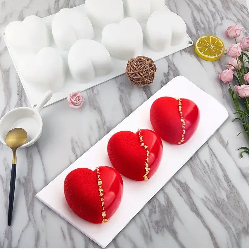 8-Cavity Heart Silicone Mold – Cake, Mousse & Chocolate Silicone Baking Mold Axl
