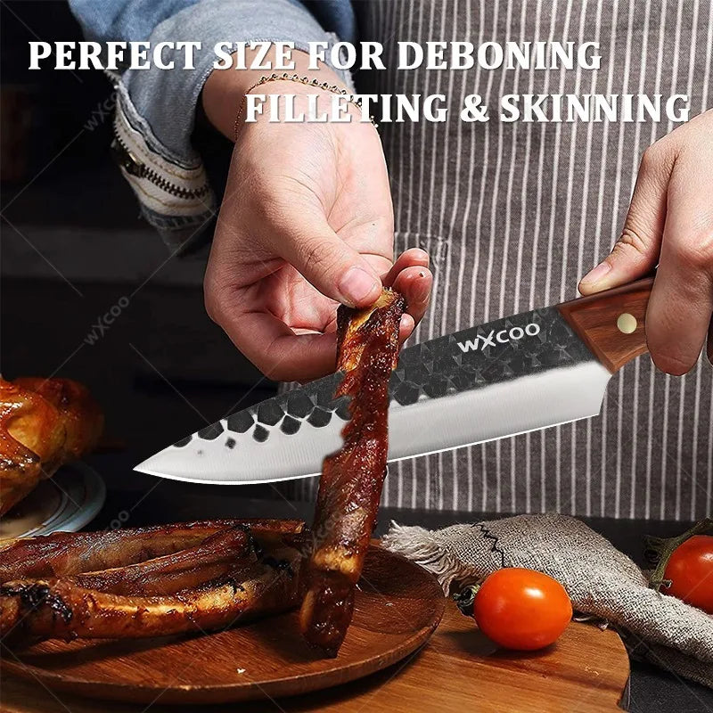 WXCOO Forged Kitchen Chef Knife & Folding Knife Set | Wood Handle Kitchen Knife Set Axl