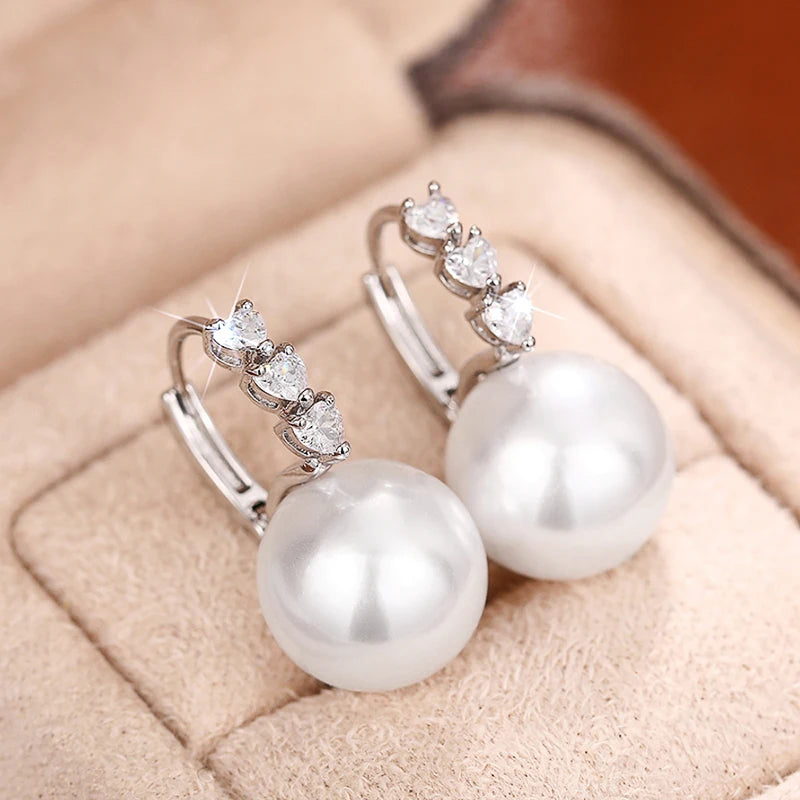 Huitan Bridal Drop Earrings – Simulated Pearl & Zirconia Bridal Drop Earrings Axl