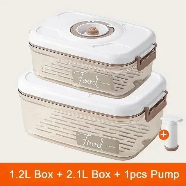 KEMORELA Vacuum Food Storage Container with Pump – Large Vacuum Storage Container Axl 1.2L 2.1L Hand Pump