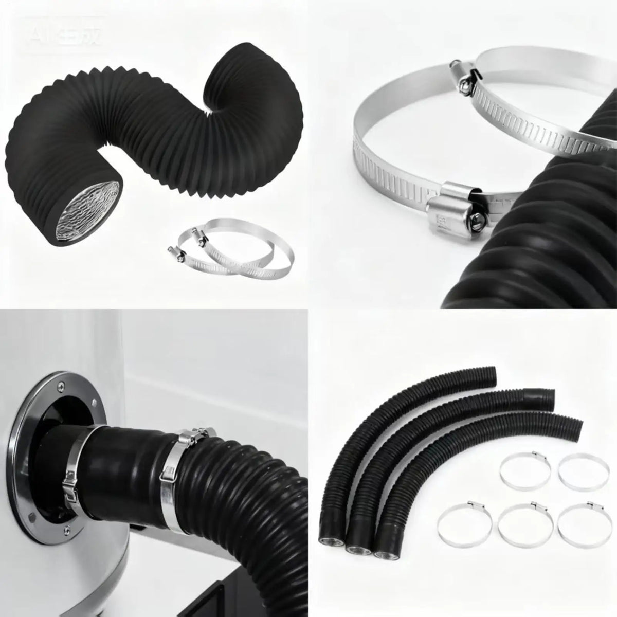 4-Inch Flexible AC Exhaust Hose with Clamps | Aluminum Foil Duct HVAC Ventilation Duct Axl