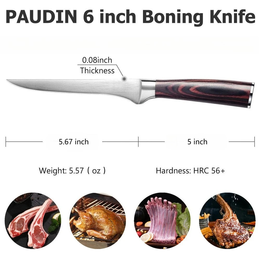 6-Inch Japanese Forged Chef Knife – Alloy Steel, Wooden Handle Chef Knife Axl 1pc
