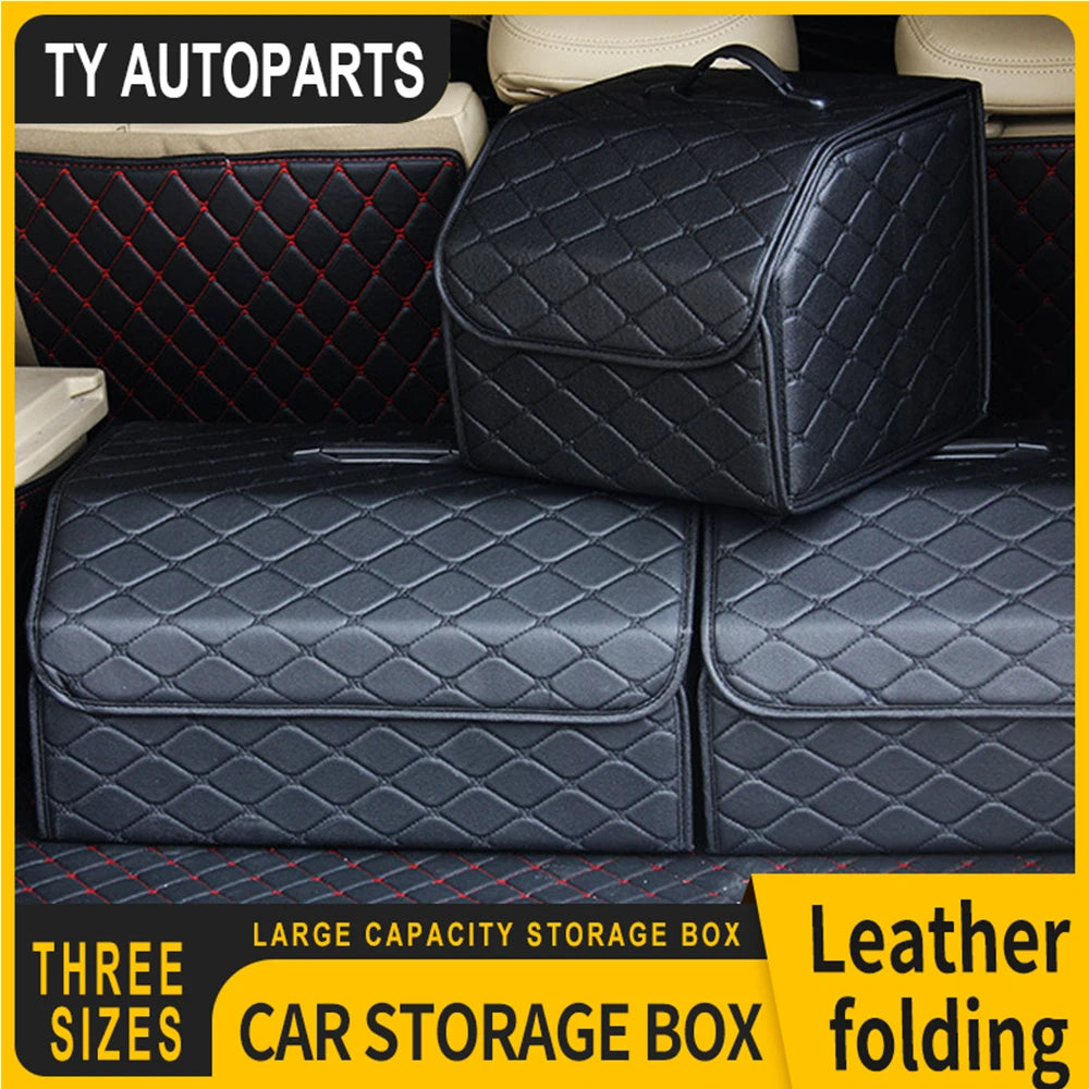Leather Car Trunk Organizer – Large Folding Storage Box Car Trunk Organizer Axl