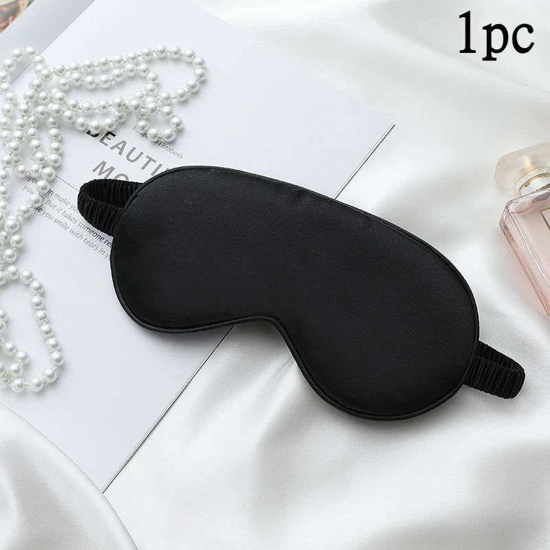 Silk-Feel Sleep Eye Mask – Light Blocking Satin & Adjustable Strap Sleep Eye Mask Axl black -1pc