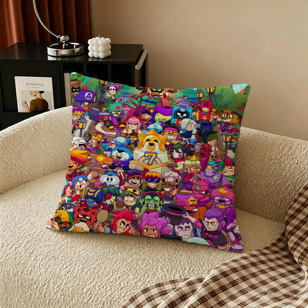 Natural Linen Cushion Cover – Game Print Pillow Case Sofa Bed Linen Cushion Cover Axl