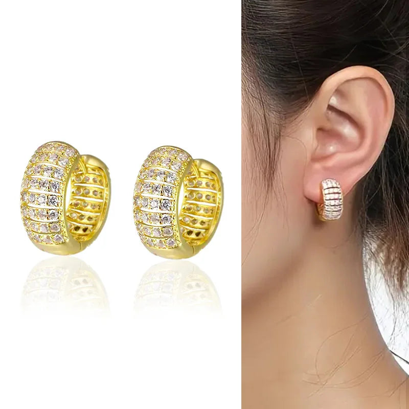 Huitan CZ Hoop Earrings – Cubic Zirconia Women's Jewelry Hoop Earrings Axl E2576