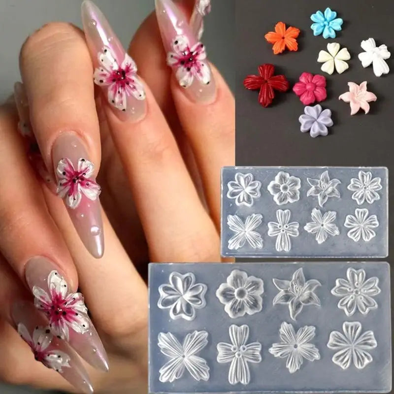 3D Flower Nail Art Silicone Mold – Reusable Petal DIY Template Nail Art Mold Axl