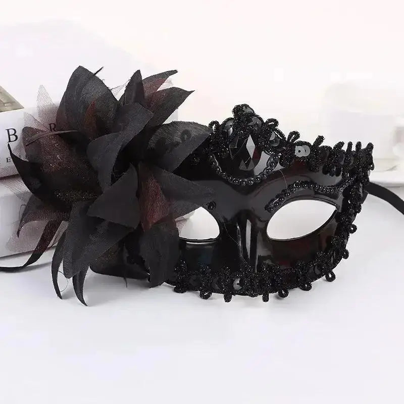 Lace Half Face Mask – Lily Flower Cosplay & Party Accessory Cosplay Face Mask Axl Black