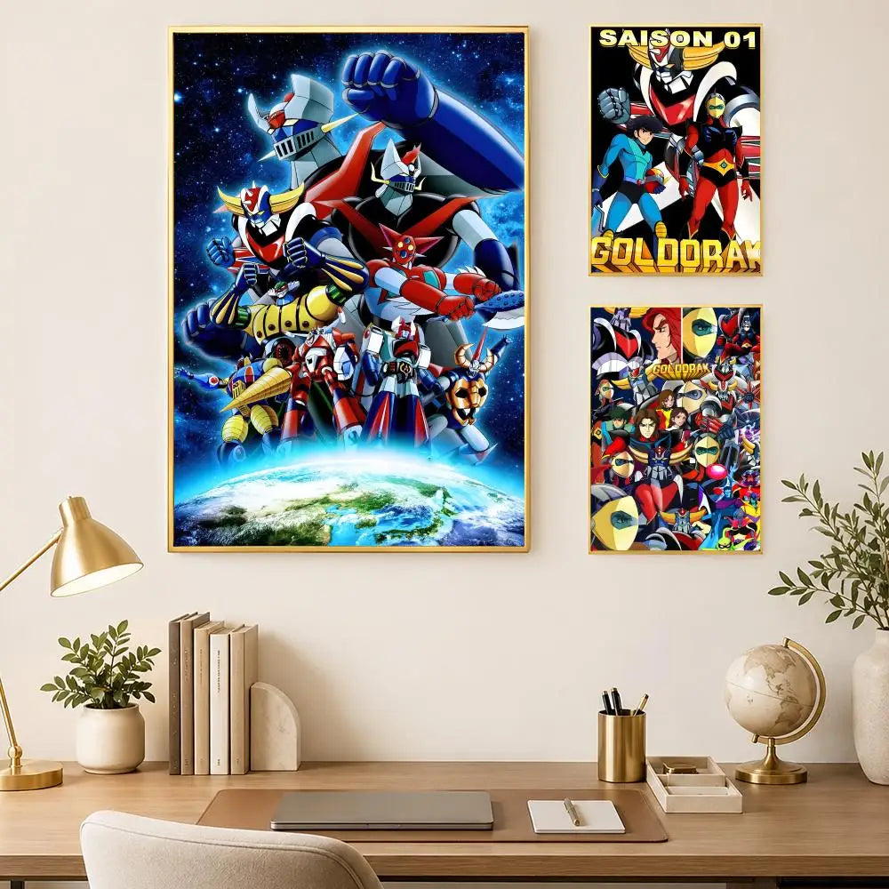 Goldorak Anime Self-Stick HD PVC Wall Poster – Waterproof Decor Wall Art Poster Axl