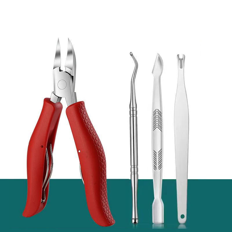 Professional Stainless Steel Pedicure Nail Clipper Set – 4 Pcs Pedicure Nail Clipper Set Axl red