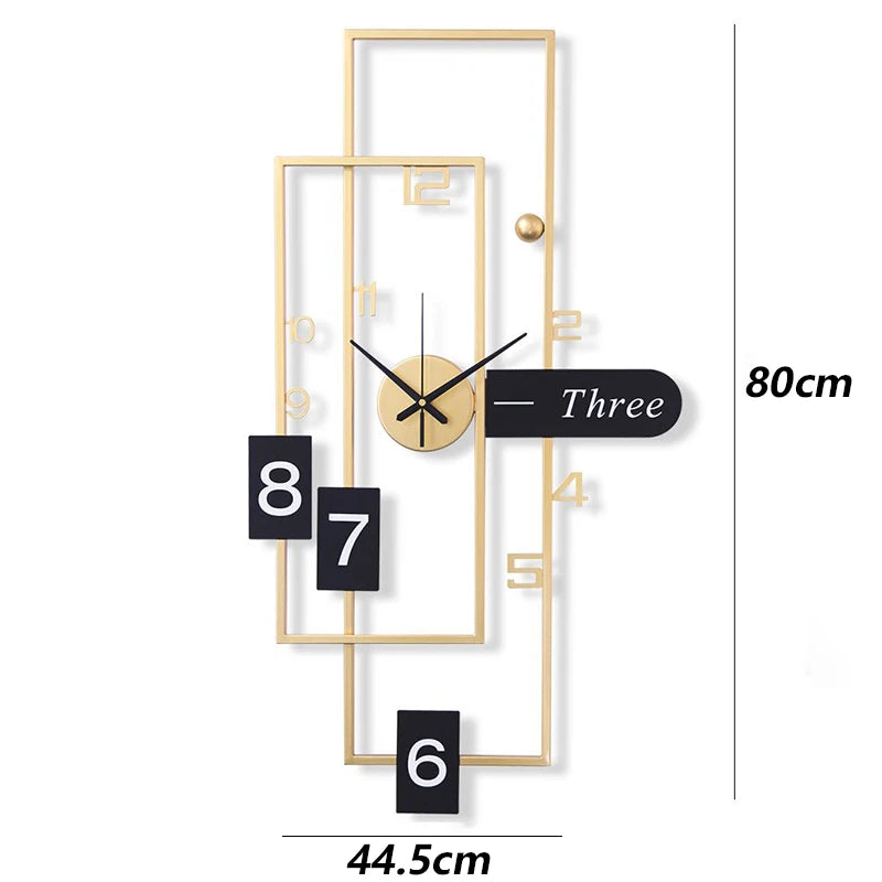 Nordic Silent Metal Wall Clock – Large 44.5×80cm Geometric Decor Silent Wall Clock Axl Gold