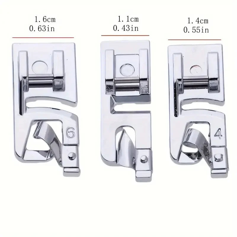 3mm 4mm 6mm Rolled Hem Presser Foot Set for Sewing Machines Presser Foot Set Axl