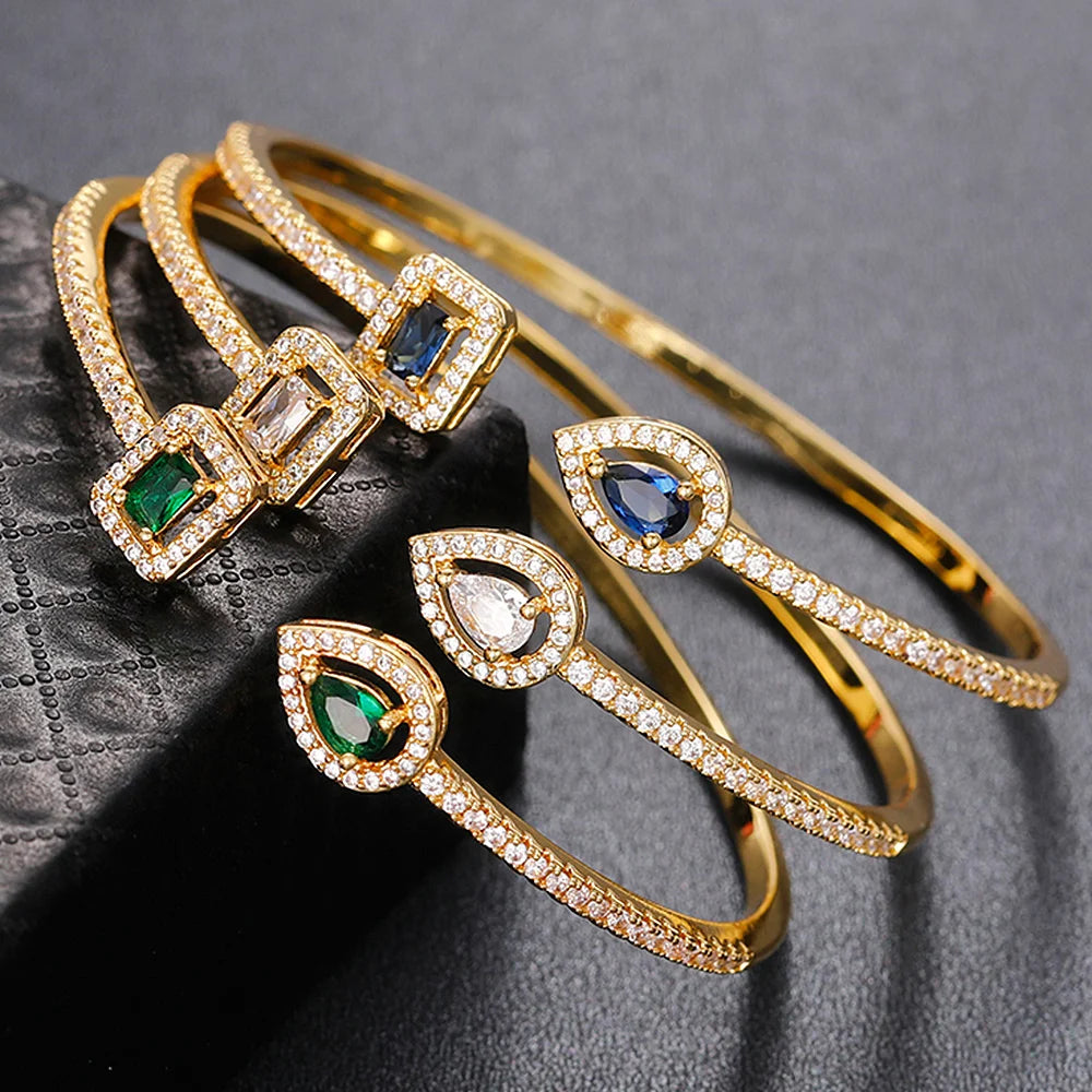 Huitan Cubic Zirconia Cuff Bracelet Bangle for Women Cuff Bracelet Bangle Axl