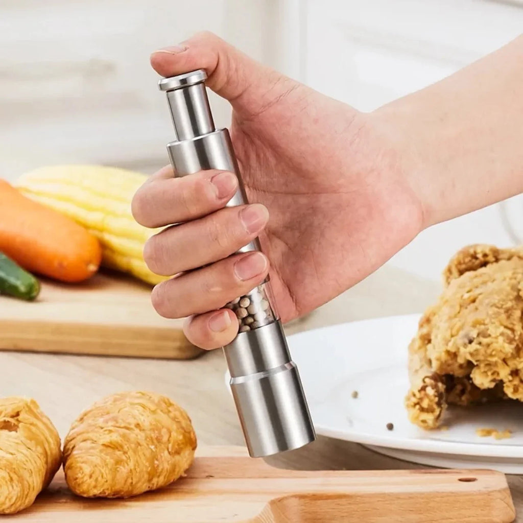 Thumb Push Pepper & Salt Mill – Stainless Steel Spice Grinder Spice Grinder Mill Axl
