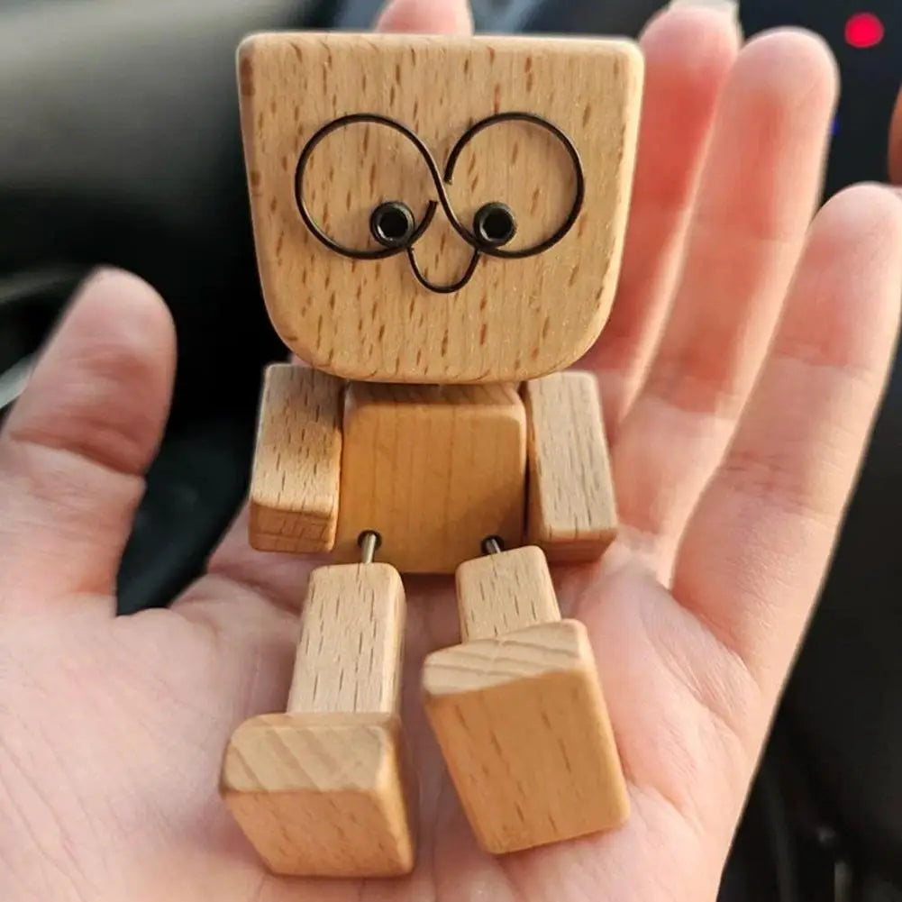 Shaking Wooden Man Figurine – Funny Car Dashboard Ornament Novelty Desk Figurine Axl