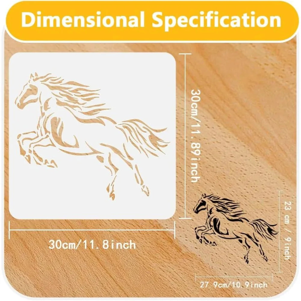 2Pcs Reusable Horse Wall Stencil 11.8" | DIY Painting Crafts Painting Stencil Axl
