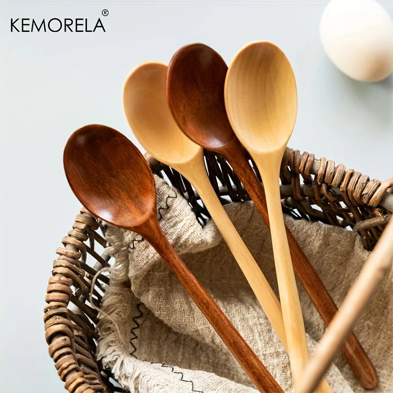 4-Piece Korean Style Natural Wood Spoon Set | Kitchen Tableware Wood Kitchen Spoons Axl