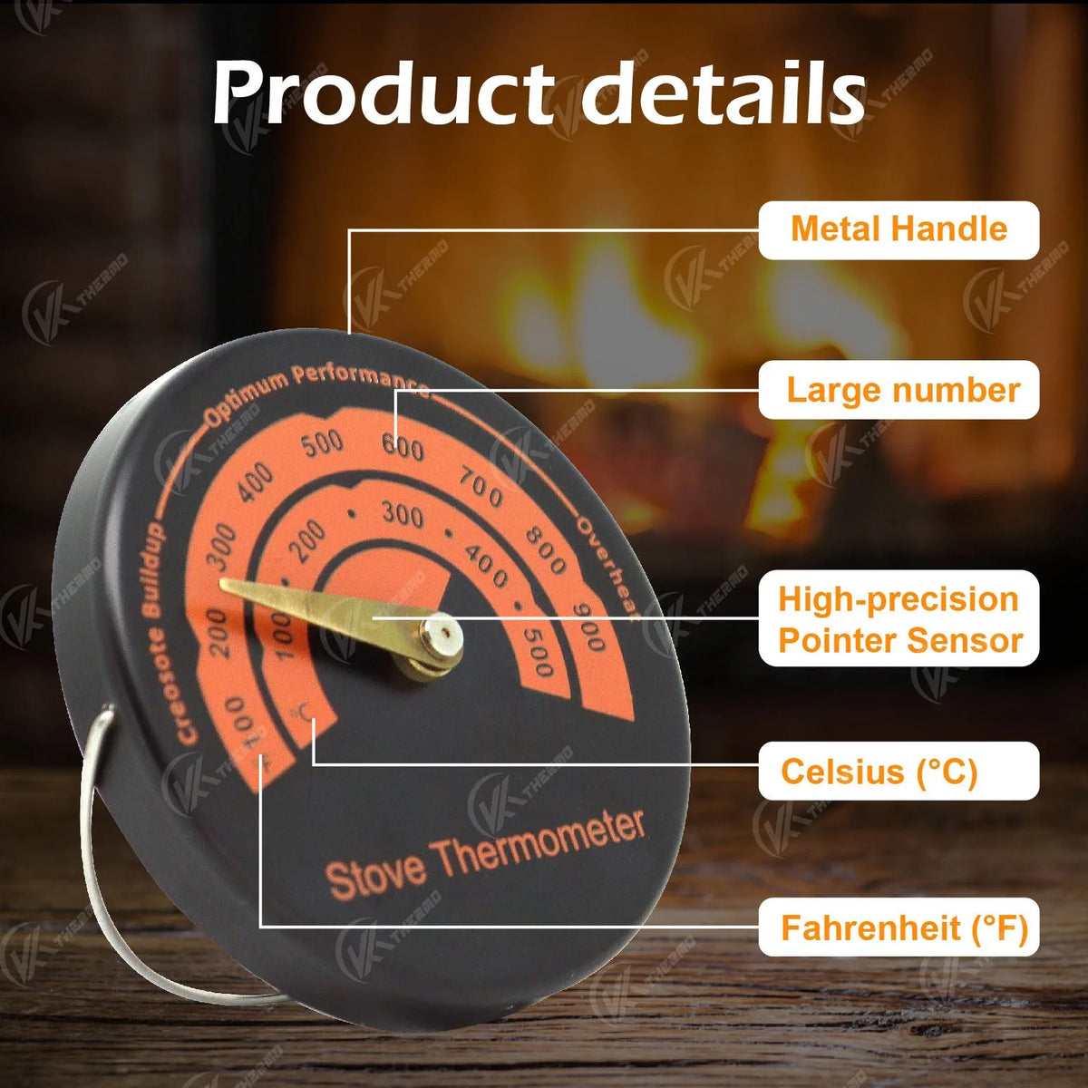 Magnetic Stove Thermometer for Wood Burning & Pellet Stoves Stove Thermometer Axl