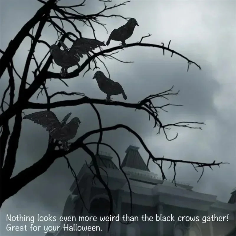 Realistic Black Crow Decoy | Feathered Bird Repellent & Decor Garden Bird Decoy Axl