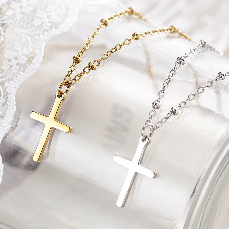 Huitan Dainty Cross Pendant Necklace | Stainless Steel Women Pendant Necklace Axl