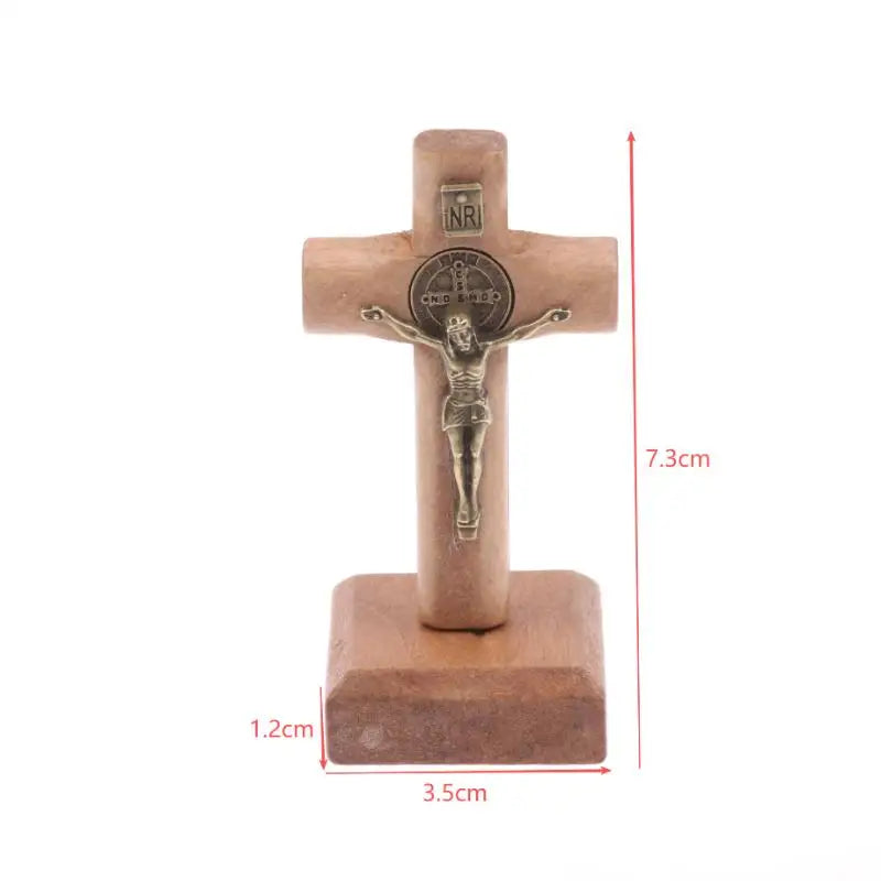 Wooden Standing Cross Figurine – Farmhouse Religious Decor Religious Figurine Axl