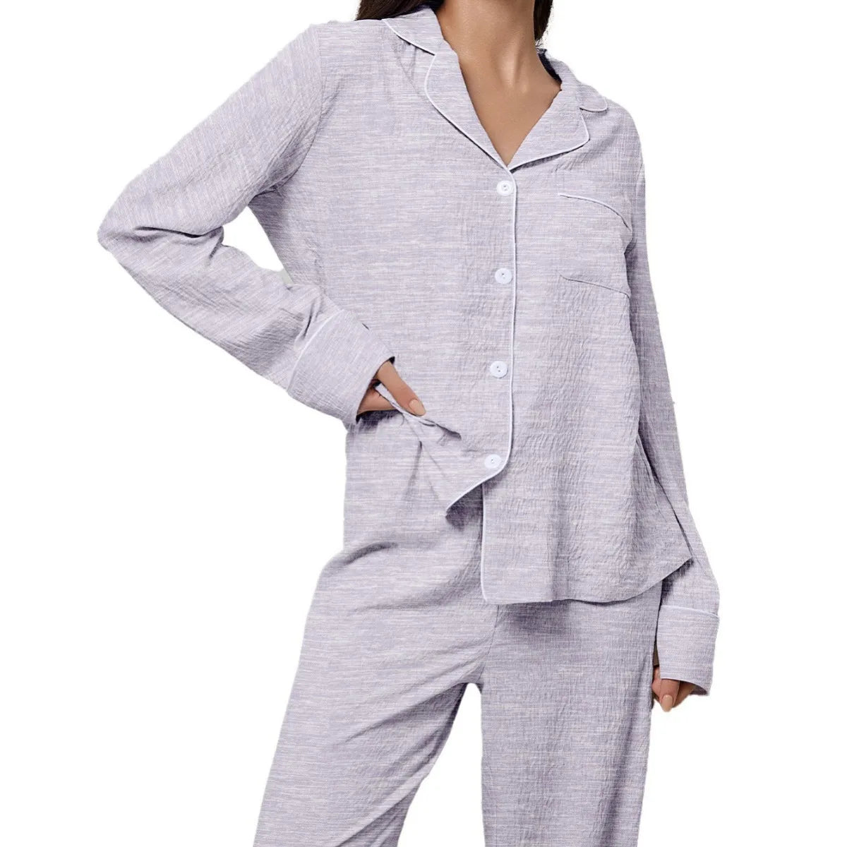 Women's Lapel Pajama Set – 2-Piece Long Sleeve Loungewear Women's Pajama Set Axl