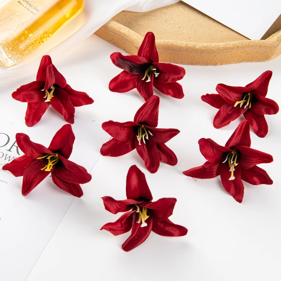 Silk Lily Artificial Flowers 10/20 Pcs – Wedding & Home Decor Artificial Silk Flowers Axl Red 10 pcs