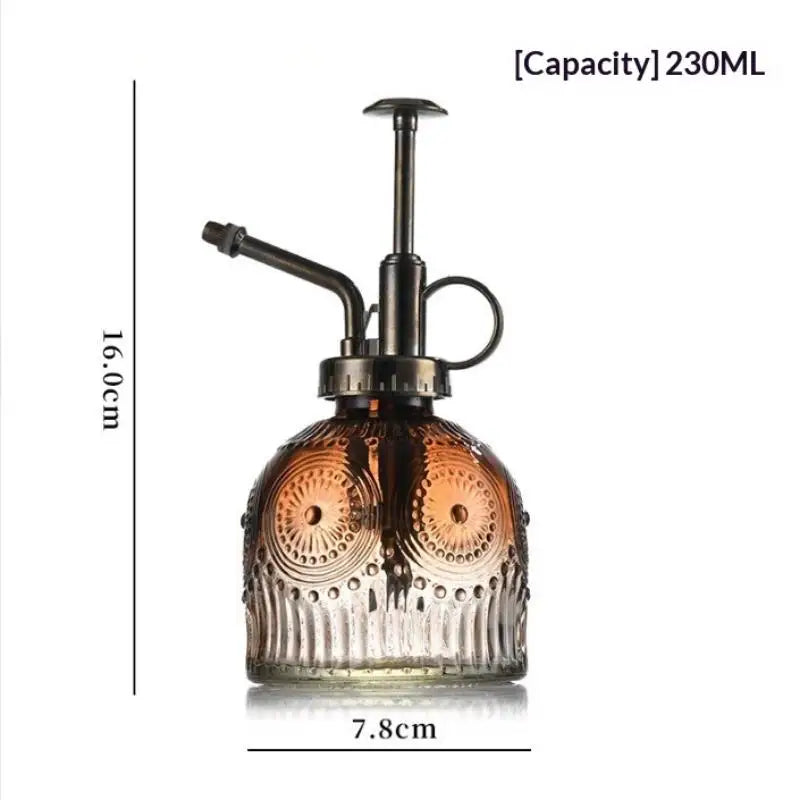 Vintage Glass Plant Mister Spray Bottle – Retro Embossed Design Plant Mister Bottle Axl gray Brown