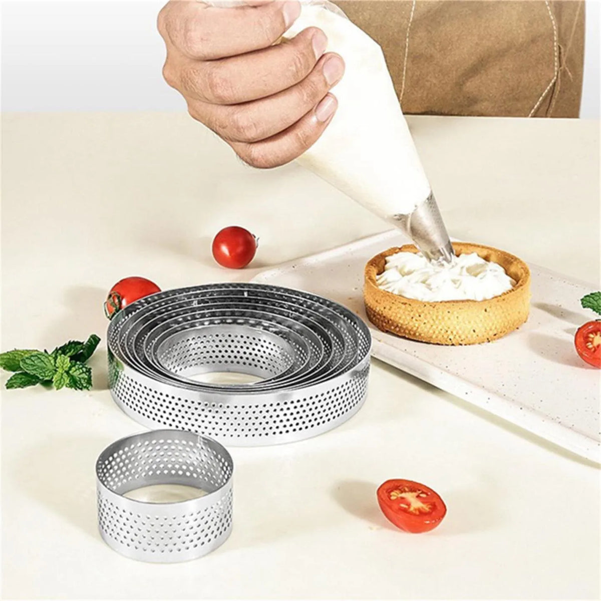 Perforated Stainless Steel Tart Ring | French Flan Baking Mold Tart Baking Mold Axl