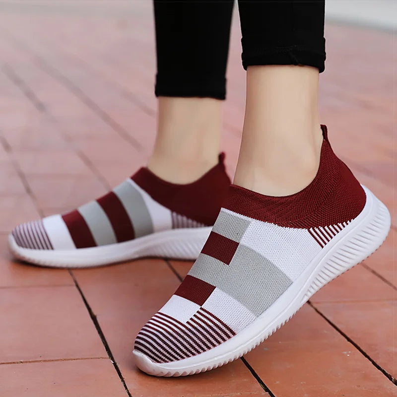 HAJINK Women's Knitted Vulcanized Flat Sneakers – Mix Color Women's Sneakers Axl