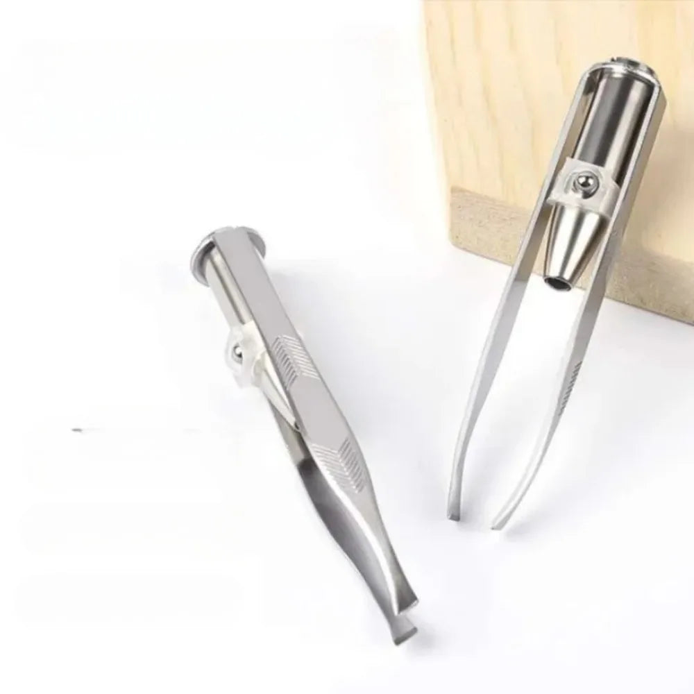 LED Light Eyebrow Clip – Stainless Steel Precision Tweezers Eyebrow Tweezers Axl