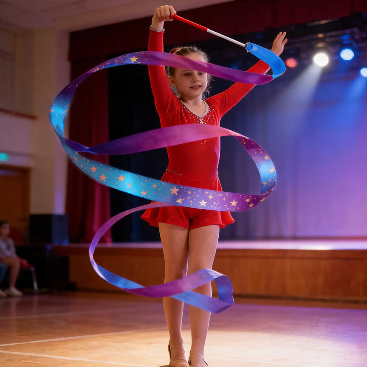 Foldable Ribbon Dancer Wand – Gradient Twirling Streamer Prop Dance Ribbon Wand Axl