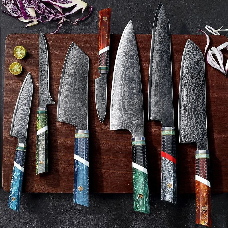 67-Layer Damascus Steel Chef Knife with Solid Wood Handle Damascus Chef Knife Axl