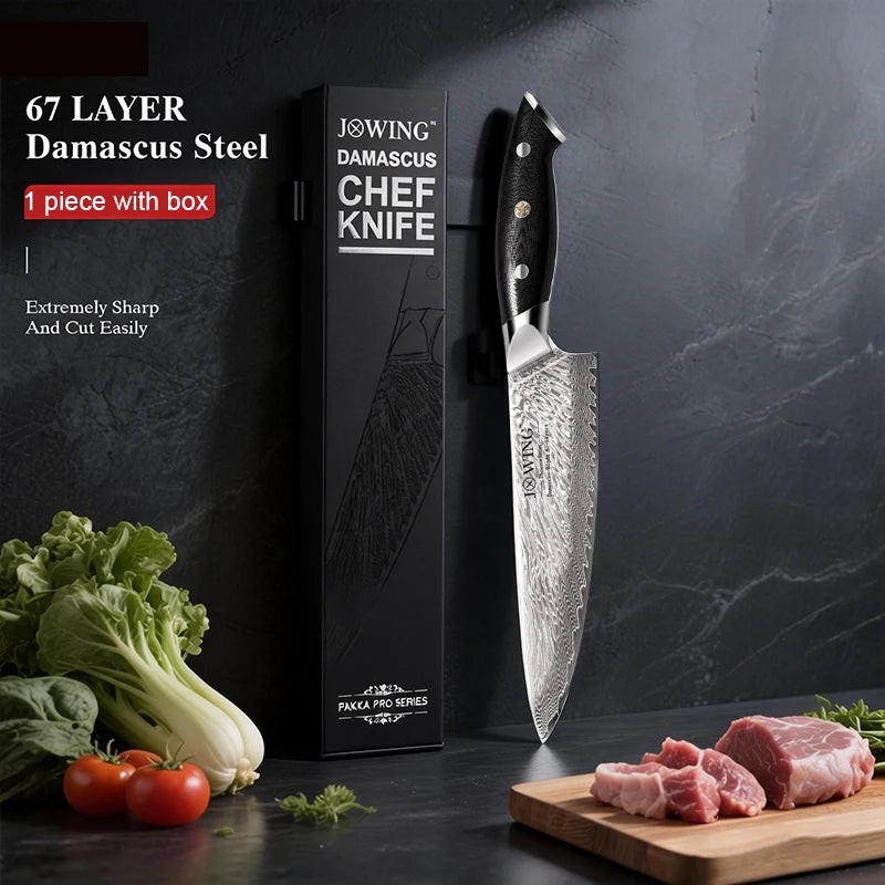67-Layer Damascus Steel Chef Knife – Japanese Style Kitchen Knife Damascus Chef Knife Axl
